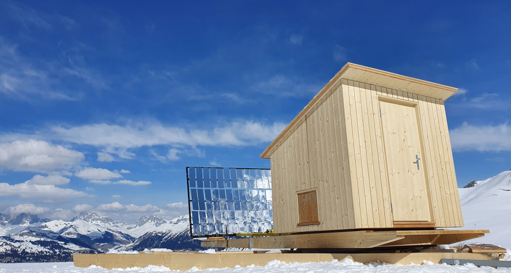 Solar Sauna Heuberge Winter Aussenansicht Solar Sauna Heuberge Winter Aussenansicht