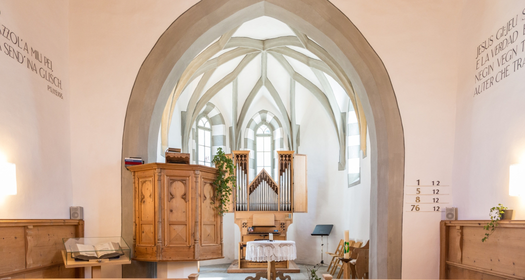 Inneneinrichtung, Evangelische Kirche in Riein Inneneinrichtung, Evangelische Kirche in Riein