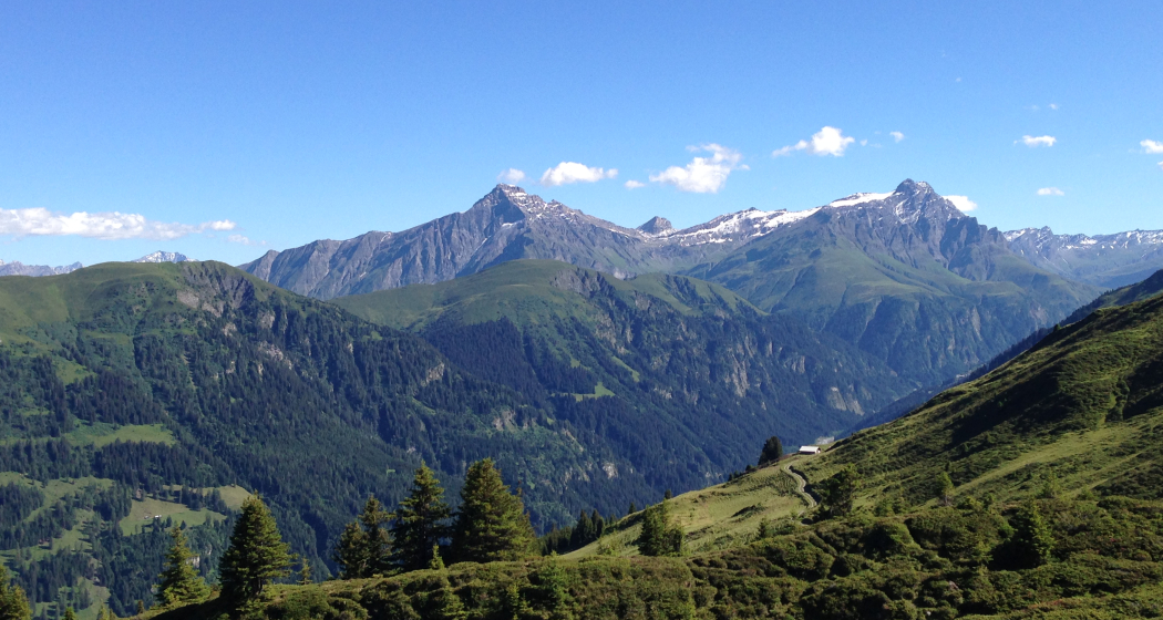 Blick zum Piz Beverin vom Tenner Chrüz Blick zum Piz Beverin vom Tenner Chrüz