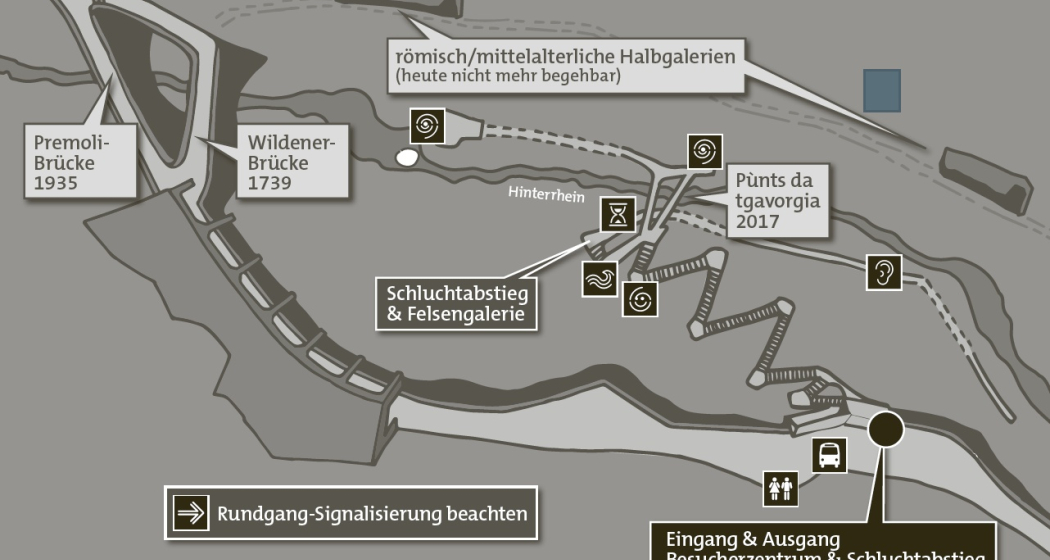 Karte archaisches Naturerlebnis Viamala-Schlucht Karte archaisches Naturerlebnis Viamala-Schlucht