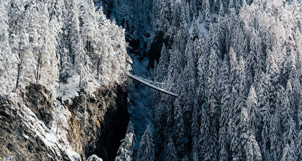 Der Traversinersteg im Winter Der Traversinersteg im Winter