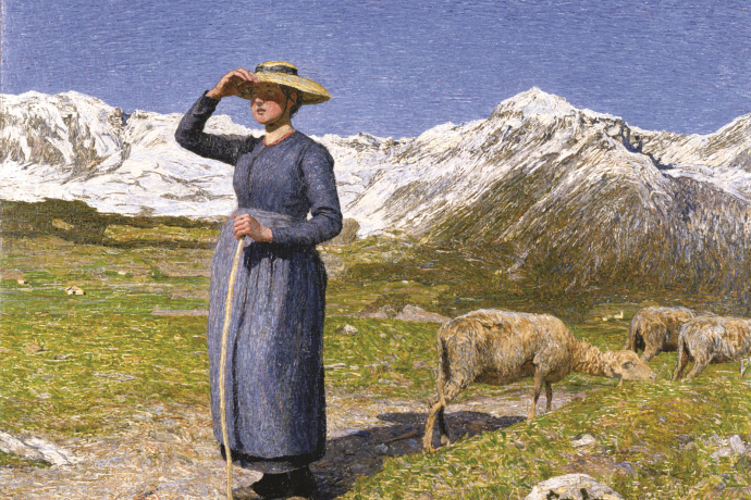 Mezzogiorno sulle Alpi – Lunch in the Alps, 1891: (77.5 × 71.5 cm, oil on canvas, Segantini Museum St. Moritz, deposit of the Otto Fischbacher Giovanni Segantini Foundation). Mezzogiorno sulle Alpi – Lunch in the Alps, 1891: (77.5 × 71.5 cm, oil on canvas, Segantini Museum St. Moritz, deposit of the Otto Fischbacher Giovanni Segantini Foundation).
